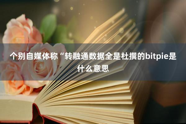 个别自媒体称“转融通数据全是杜撰的bitpie是什么意思