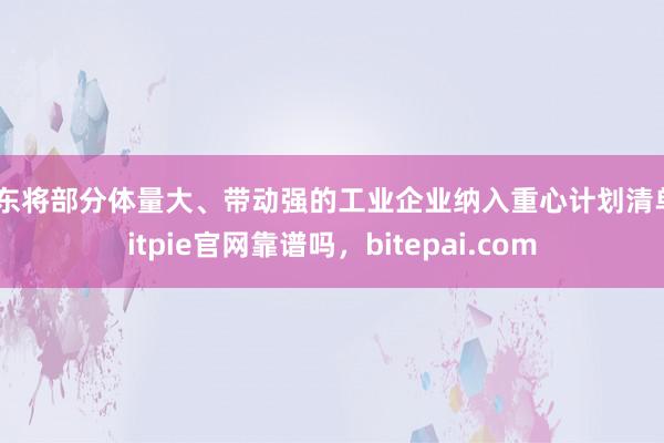 山东将部分体量大、带动强的工业企业纳入重心计划清单bitpie官网靠谱吗，bitepai.com