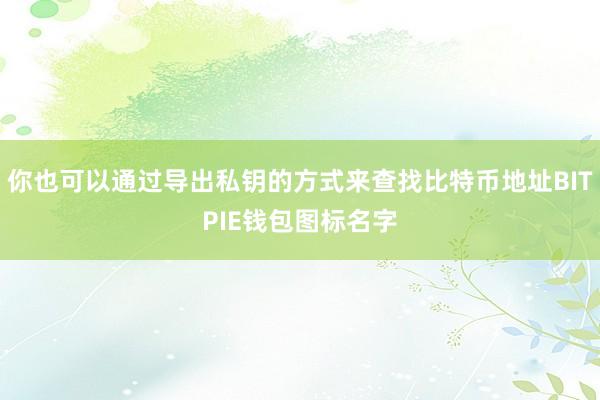 你也可以通过导出私钥的方式来查找比特币地址BITPIE钱包图标名字