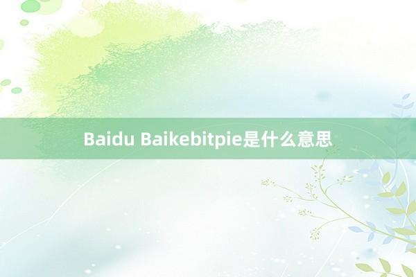 Baidu Baikebitpie是什么意思