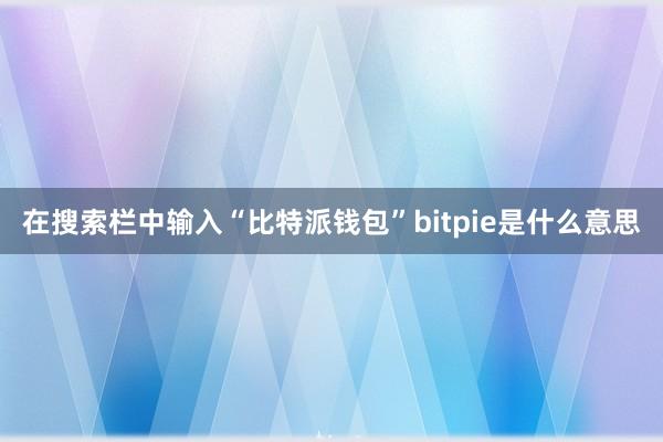 在搜索栏中输入“比特派钱包”bitpie是什么意思