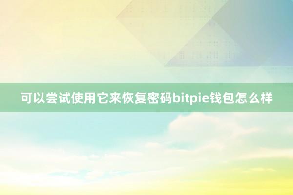 可以尝试使用它来恢复密码bitpie钱包怎么样