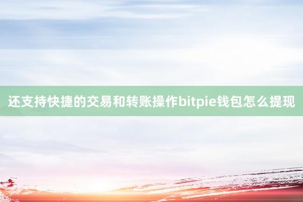 还支持快捷的交易和转账操作bitpie钱包怎么提现