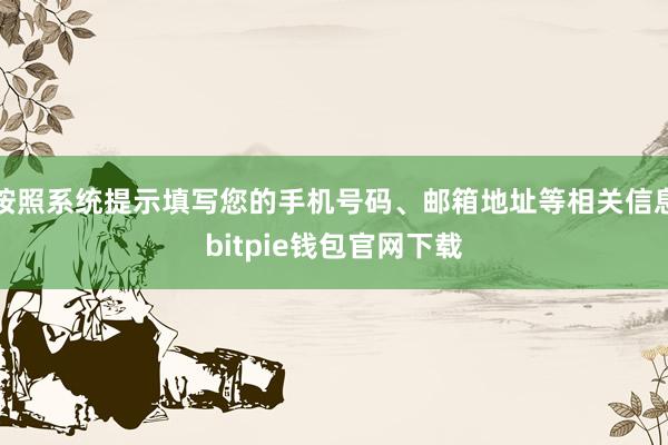 按照系统提示填写您的手机号码、邮箱地址等相关信息bitpie钱包官网下载