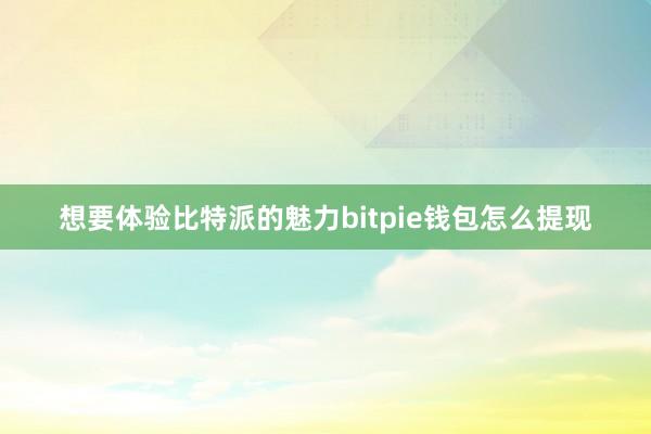 想要体验比特派的魅力bitpie钱包怎么提现