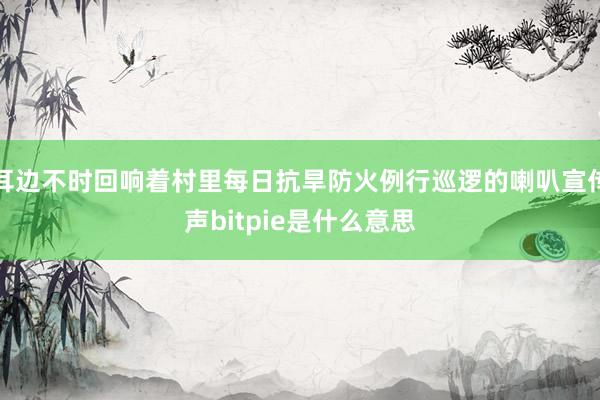 耳边不时回响着村里每日抗旱防火例行巡逻的喇叭宣传声bitpie是什么意思